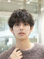 渋谷メンズシャドウパーマ緩め韓国風テテスパイラルパーマ