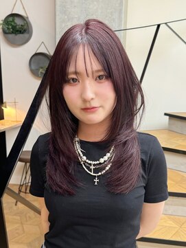 ミリ(mm) ミディアム×レイヤースタイル×ラベンダー【10代20代30代】