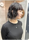 ボブパーマ　くるくるショートミディアム20代30代