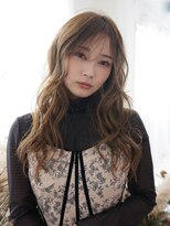 ヘアメイク アージュ 天神西通り店(HAIR MAKE age)&nbsp;ミルクティーベージュ　ロング　顔周りレイヤー　ウェーブヘア