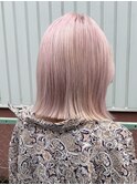ミルキーピンク/ホワイトピンク/抜きっぱなし風/ストレートボブ