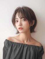 アーダー(ADER) 大人可愛い切りっぱなしひし形レイヤーカットモカベージュ