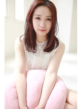 ラフィスヘアーリング 大津京店(La fith hair ring) 【La fith】 チェリーレッド×セミディスタイル