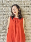 ミディアムレイヤーカット×ナチュラルパーマ＊地毛風カラー