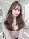 上品可愛い韓国ヘア*内巻きレイヤーカットピンクブラウン