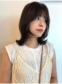 顔周りカット ウルフボブ 黒髪 外ハネボブ 小顔カット 艶感
