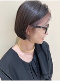 大人かわいい丸みハイトーンインナーカラー小顔ボブ30代40代50代