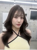 透明感カラーくびれヘアレイヤーカット前髪顔周りカット韓国ヘア