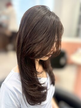 ジエクトカナウ 梅田 【顔周り似合わせカット】姫カットレイヤー/くすみベージュ