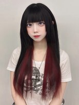 ラピステン 福岡天神 大名店(Lapis)&nbsp;エクステ/落ちる黒染め/地雷インナー/ワインレッド/バーガンディ