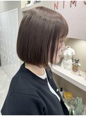 ピンクベージュボブ/ハイトーンカラー