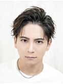 短髪アップバング艶感フェザーショートツーブロック刈り上げ