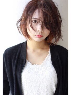 ラルジュ(large) 【large】かき上げバング×インナーカラーピンク/ フレンチボブ