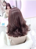 ピンクブラウン/レイヤーカット