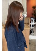 縮毛矯正/ロブ/オレンジブラウン/20代/30代/40代