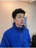 MEN'S HAIRマッシュウルフアッシュブラックカルマパーマ