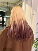 抜きっぱなしブリーチカラーブロンドルーツカラー裾カラー