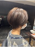 くびれショート　脱白髪染め　白髪ぼかし　チャコールブラウン