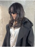 海外レイヤーレイヤーカットダークブルーニュアンスウルフ
