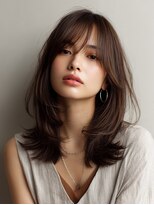 ロッソ 大橋店(Rosso) ブラウンの顔まわりレイヤーミディ【大橋】
