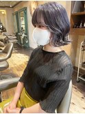 切りっぱなし外ハネボブディ透明感ラベンダーグレージュカラー