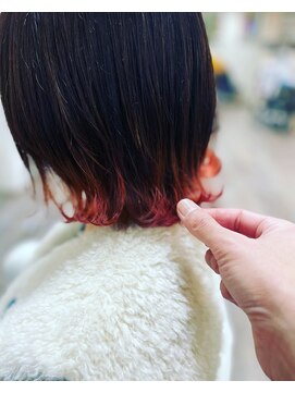 庵 ヘアー(hair) ラインカラー×レッド（永井）