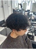メンズパーマツイスパ波巻きスパイラルマッシュセンターパート