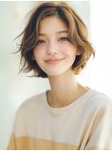 ☆ダークパープルナチュラルショートミルクブラウン髪質改善ボブ