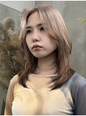 【GEEKS渋谷】オレンジベージュ/ウルフ/レイヤー/顔周りカット
