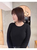 黒髪/ボブルフ/ネビージュ/小顔/ワンレン/栄/髪質改善/前髪
