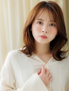 カバーヘア イヴ 戸頭店(COVER HAIR EVE) コーラルオレンジくびれミディアムロングウルフZ戸頭30代40代