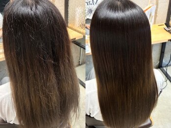 エランジョア(elanjoie)の写真/髪の状態に合わせて配合を変えるトリートメントでダメージを受けた髪も、毛先まで潤いと艶のある仕上がりに