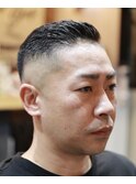 <理容室><バーバー>緩パン濡れパンアイロン七三フェード