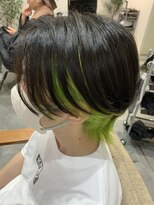 シードバイシャムロック(SEED by Shamrock)&nbsp;星川指名　インナーカラー　ライムグリーン　メンズハイトーン