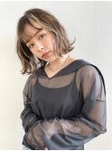 似合わせ小顔ボブ×ベージュカラー デザインカラー