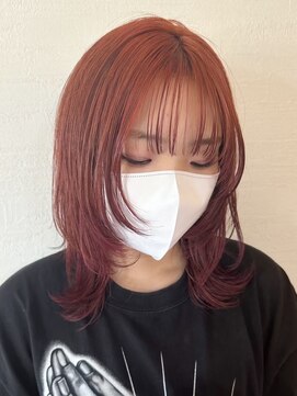 ビスクヘアデザイン(bisq hair design) ウルフカット/ウルフ/レッドカラー/ブリーチカラー/ハイトーン