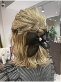 ボブ ハーフアップ イベントヘア お呼ばれヘア