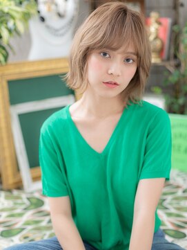 カバーヘア ブリス 志木南口駅前店(COVER HAIR bliss) 外国人風オリーブカラー前下がり外ハネミディh3志木10代20代30代