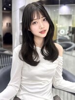 韓国ヘア 顔まわり 韓国レイヤー 黒髪 暗髪 グレージュ ワンレン