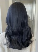 ブルーブラックブルージュブルーカラーブリーチダブルカラー