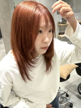 ラミエバイメルト 下北沢(lamie by melt) 花田/レイヤーカットハッシュカットオレンジブラウン下北沢韓国