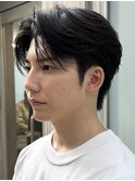 メンズセンターパートウルフセンターパートニュアンスパーマ襟足