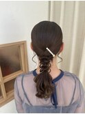 編みおろし タイトヘア 結婚式ヘア 参列ヘア デートヘア
