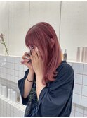 《花屋併設》ピンクカラー［酸性ストレート/ヘアセット]