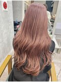 レイヤーカット/ピンクベージュ/ブリーチダブルカラー
