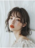 イメチェン　外はね　ボブ　美髪　ワイドバング　ブルーブラック