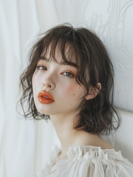 レヴ 草加店(LEV.) イメチェン 外はね ボブ 美髪 ワイドバング ブルーブラック