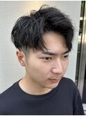 メンズショートアップバング刈り上げマッシュツーブロック