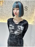 ◆重めバンク×モスグリーン×韓国風ボブ×ブラックセクション