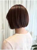 丸みミニマムボブ×オレンジベージュカラー